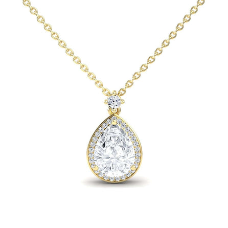 White Moissanite Halo Necklace - Hannah