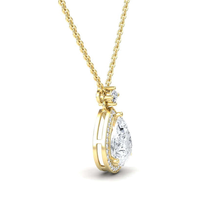White Moissanite Halo Necklace - Hannah