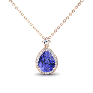 Tanzanite & Diamond Halo Necklace - Hannah