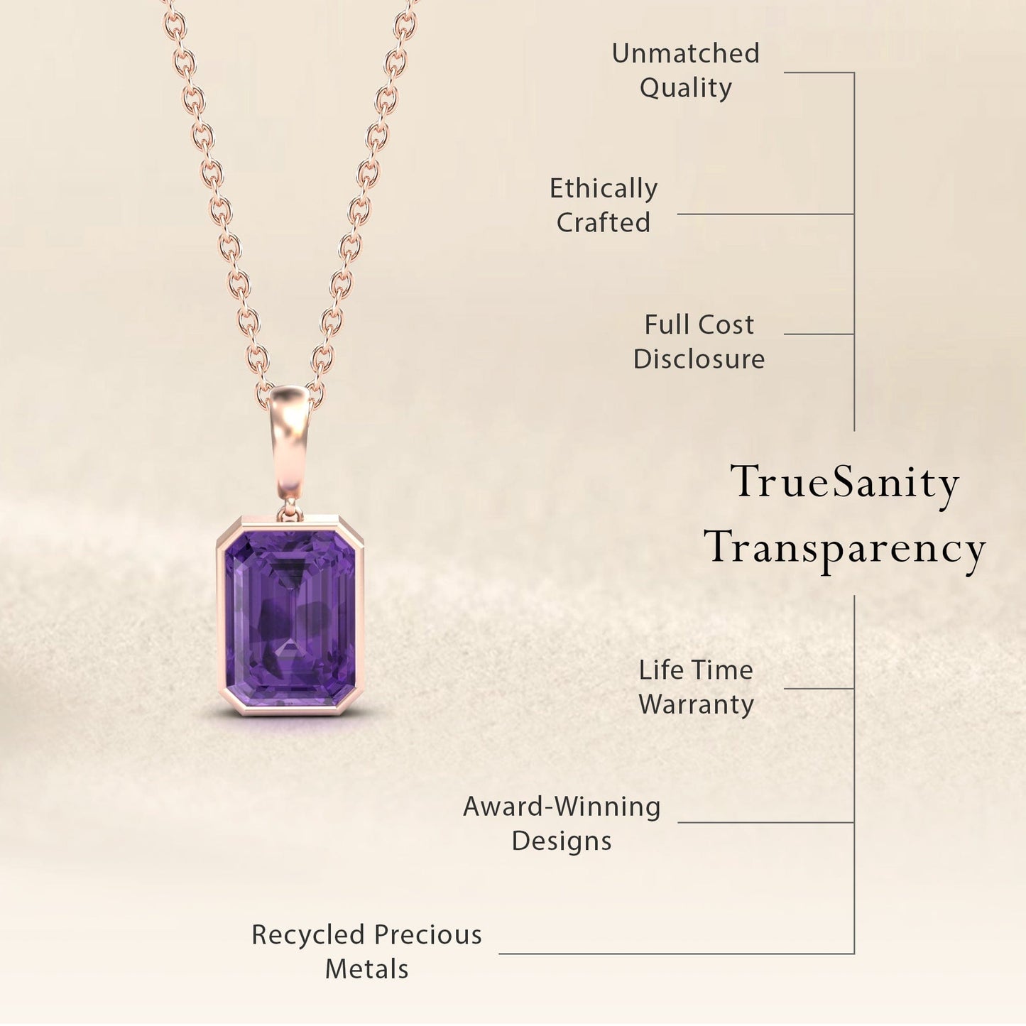 Amethyst Solitaire Necklace - Jovana