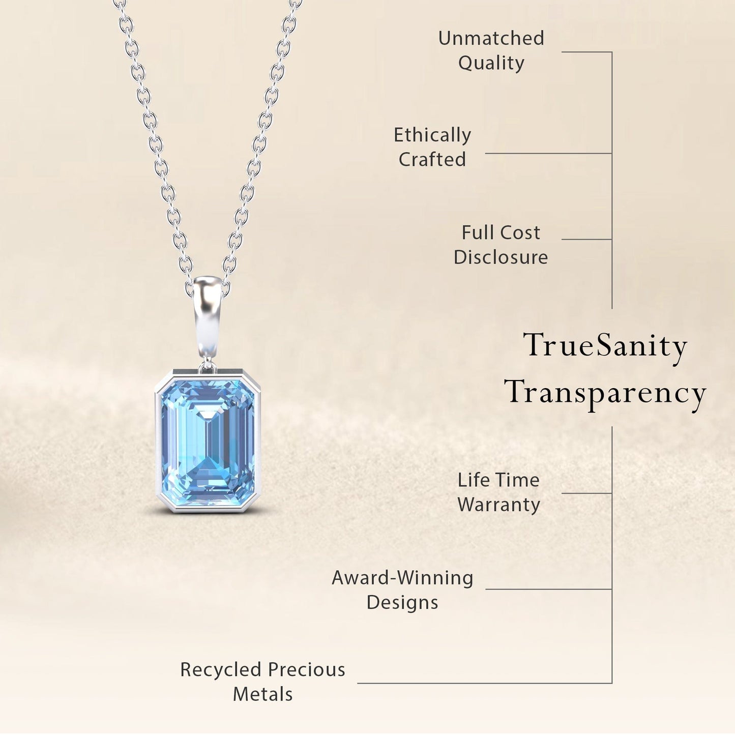 Swiss Blue Topaz Solitaire Necklace - Jovana