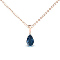 London Blue Topaz Four Prong Solitaire Necklace - Kirsten