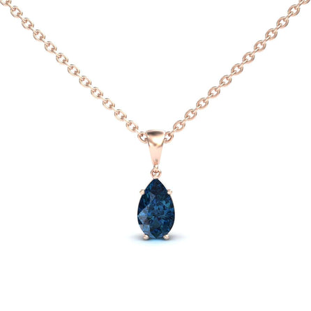London Blue Topaz Four Prong Solitaire Necklace - Kirsten