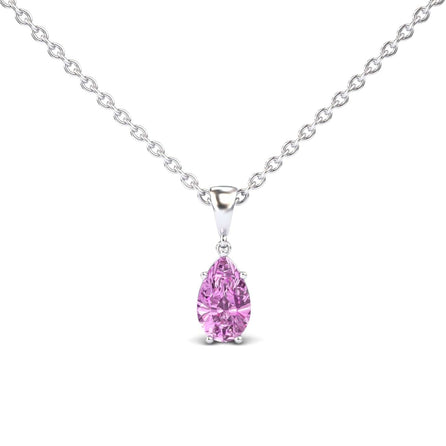 Lab Grown Pink Sapphire Four Prong Solitaire Necklace - Kirsten