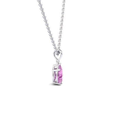 Lab Grown Pink Sapphire Four Prong Solitaire Necklace - Kirsten