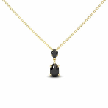 Black Diamond Double Drop Necklace - Mary