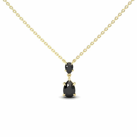 Black Diamond Double Drop Necklace - Mary