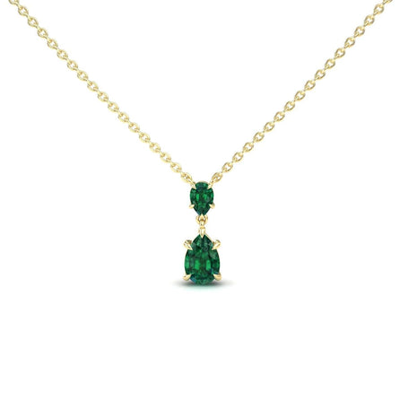 Lab Grown Emerald Double Drop Necklace - Mary