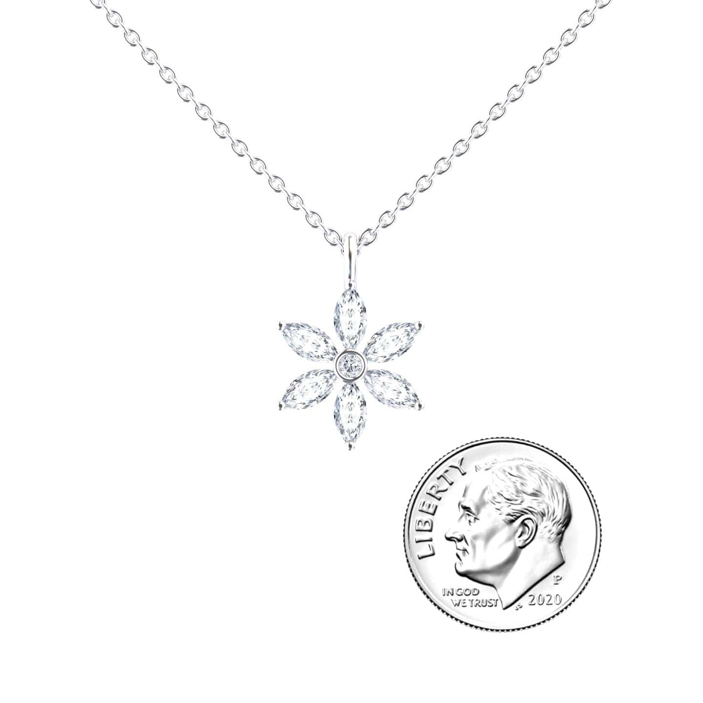 White Diamond Floral Necklace - Erin