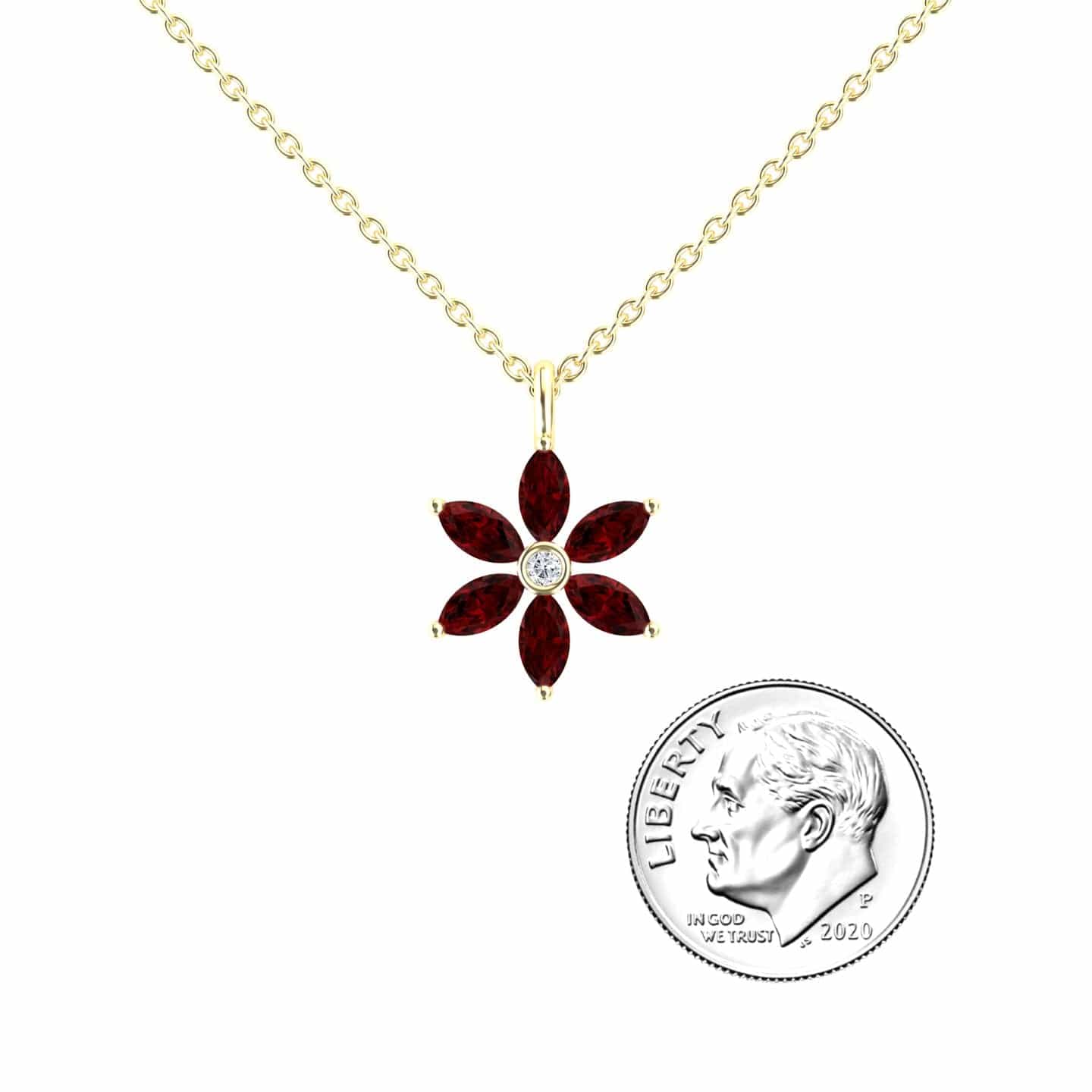 Lab Grown Ruby & Diamond Floral Necklace - Erin