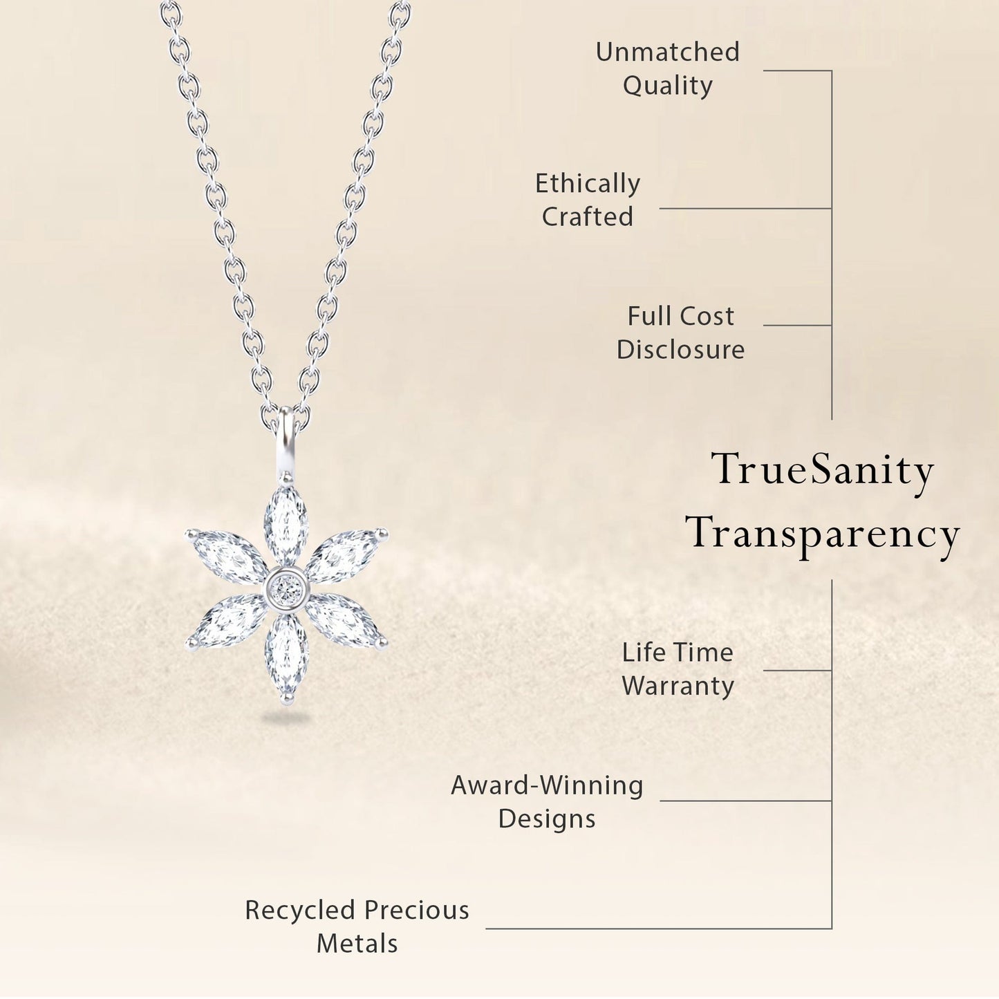 White Diamond Floral Necklace - Erin