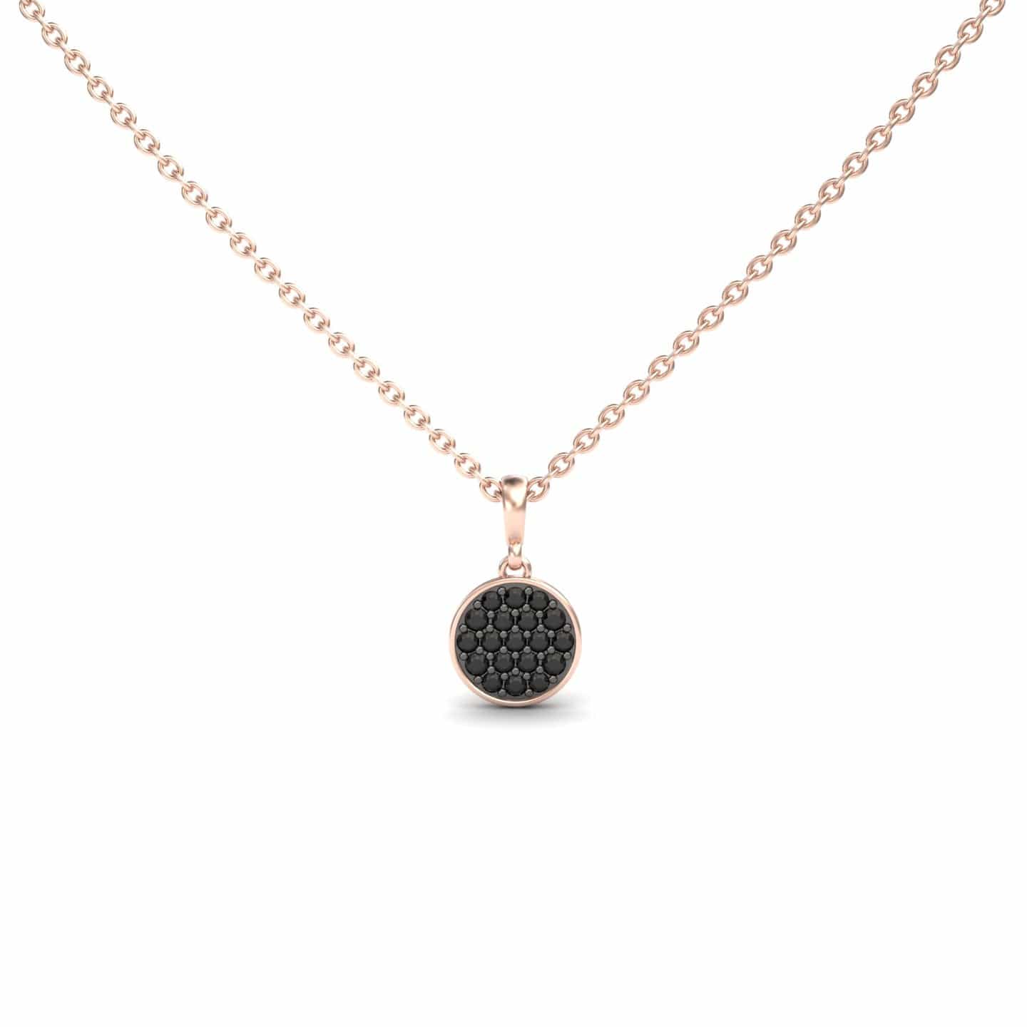 Black Diamond Pave Disc Necklace - Rucha