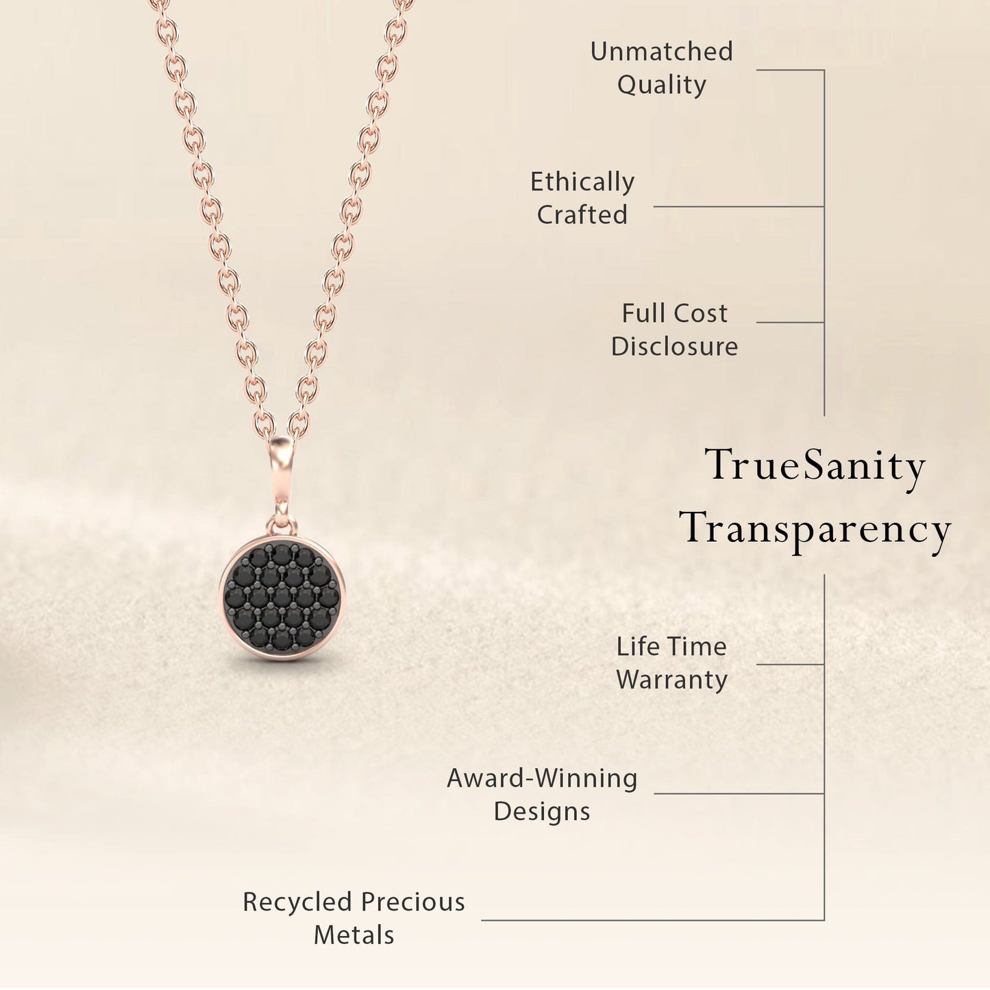 Black Diamond Pave Disc Necklace - Rucha