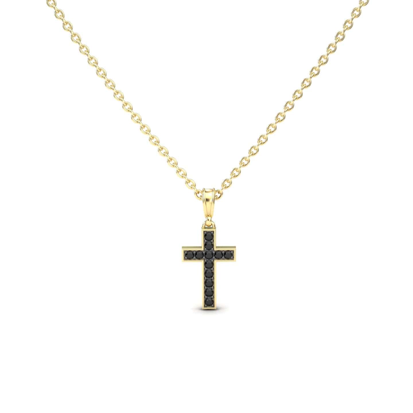Black Diamond Channel-Set Cross Necklace - Dulce