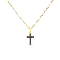 Black Diamond Channel-Set Cross Necklace - Dulce