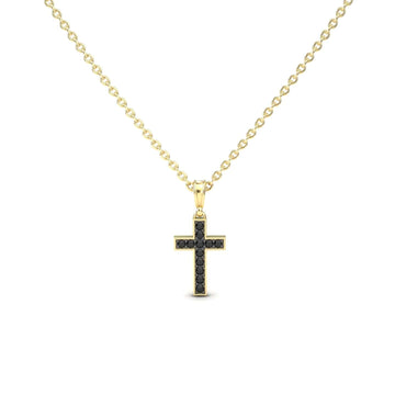 Black Diamond Channel-Set Cross Necklace - Dulce