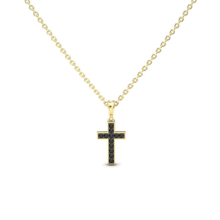 Black Diamond Channel-Set Cross Necklace - Dulce
