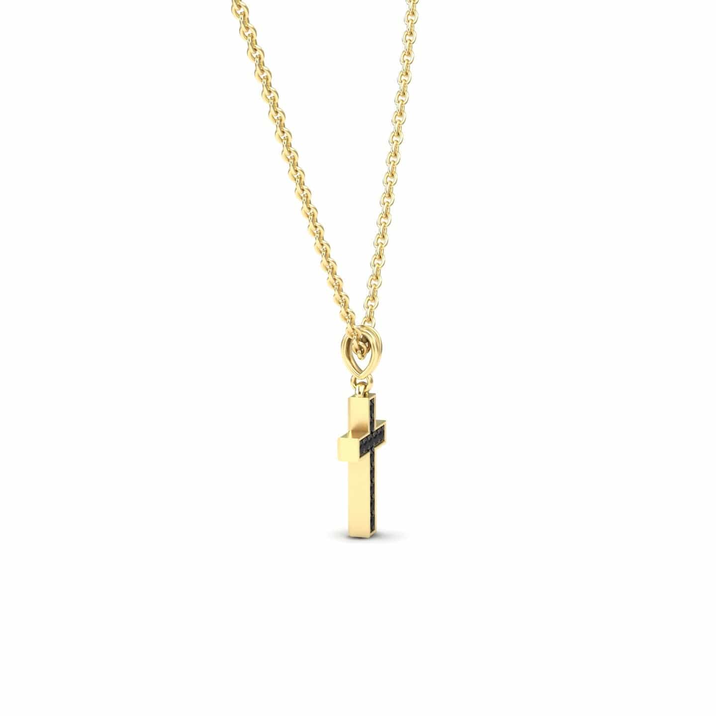 Black Diamond Channel-Set Cross Necklace - Dulce