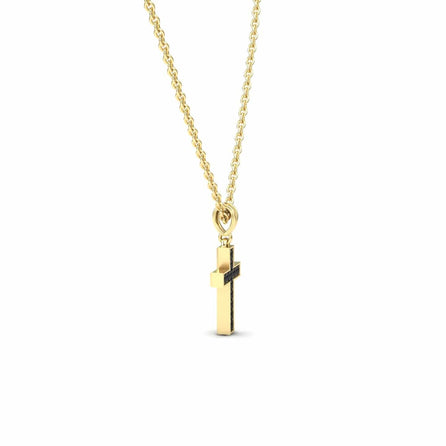 Black Diamond Channel-Set Cross Necklace - Dulce