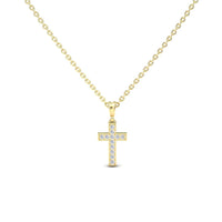 White Diamond Channel-Set Cross Necklace - Dulce