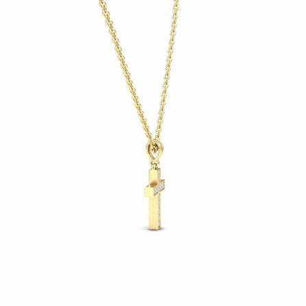 White Diamond Channel-Set Cross Necklace - Dulce