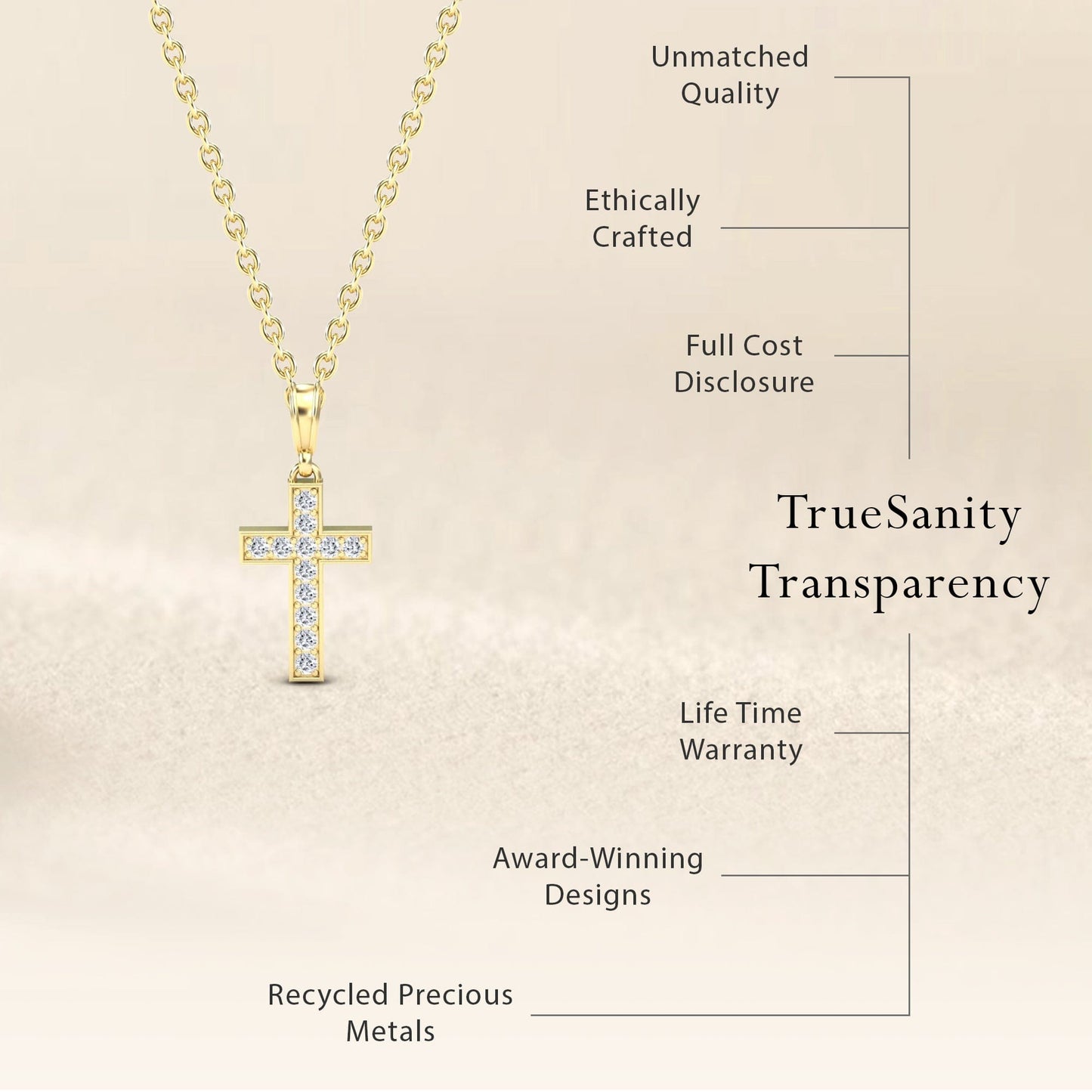 White Diamond Channel-Set Cross Necklace - Dulce