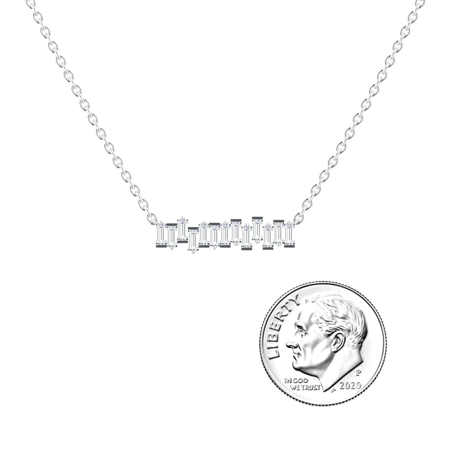 White Diamond Geometric Bar Necklace - Fernanda