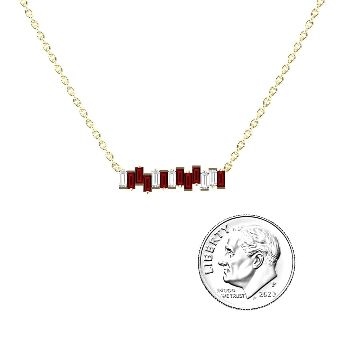 Lab Grown Ruby & Diamond Geometric Bar Necklace - Fernanda