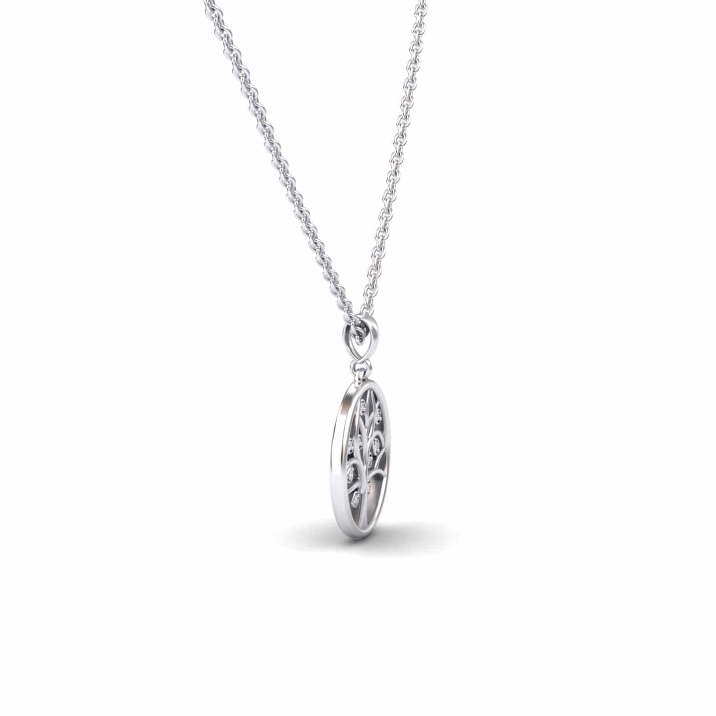 White Diamond Tree of Life Medallion Necklace - Jordyn