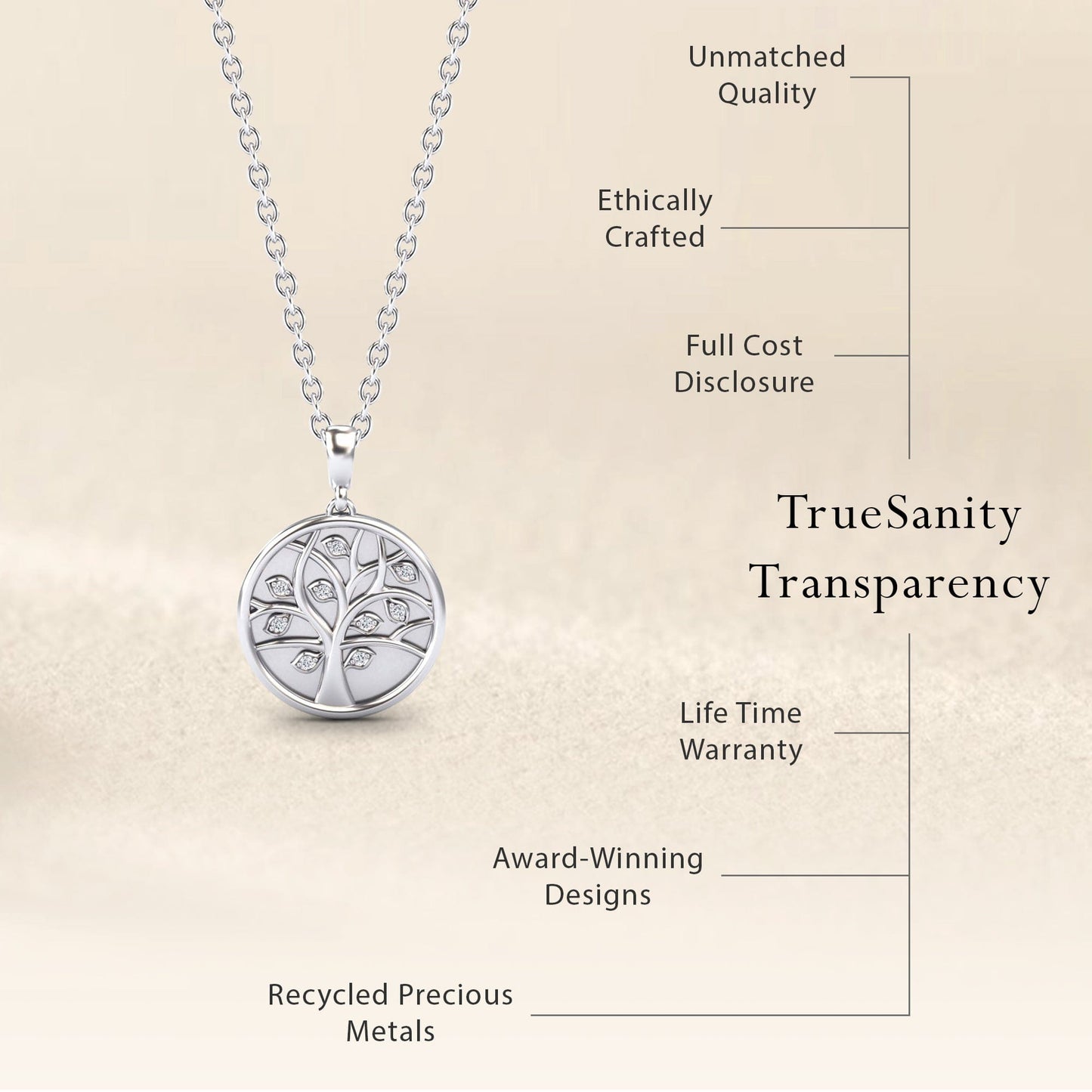 White Diamond Tree of Life Medallion Necklace - Jordyn