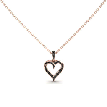 Black Diamond Open Heart Necklace - Rivka