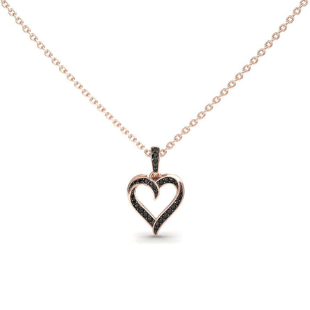 Black Diamond Open Heart Necklace - Rivka