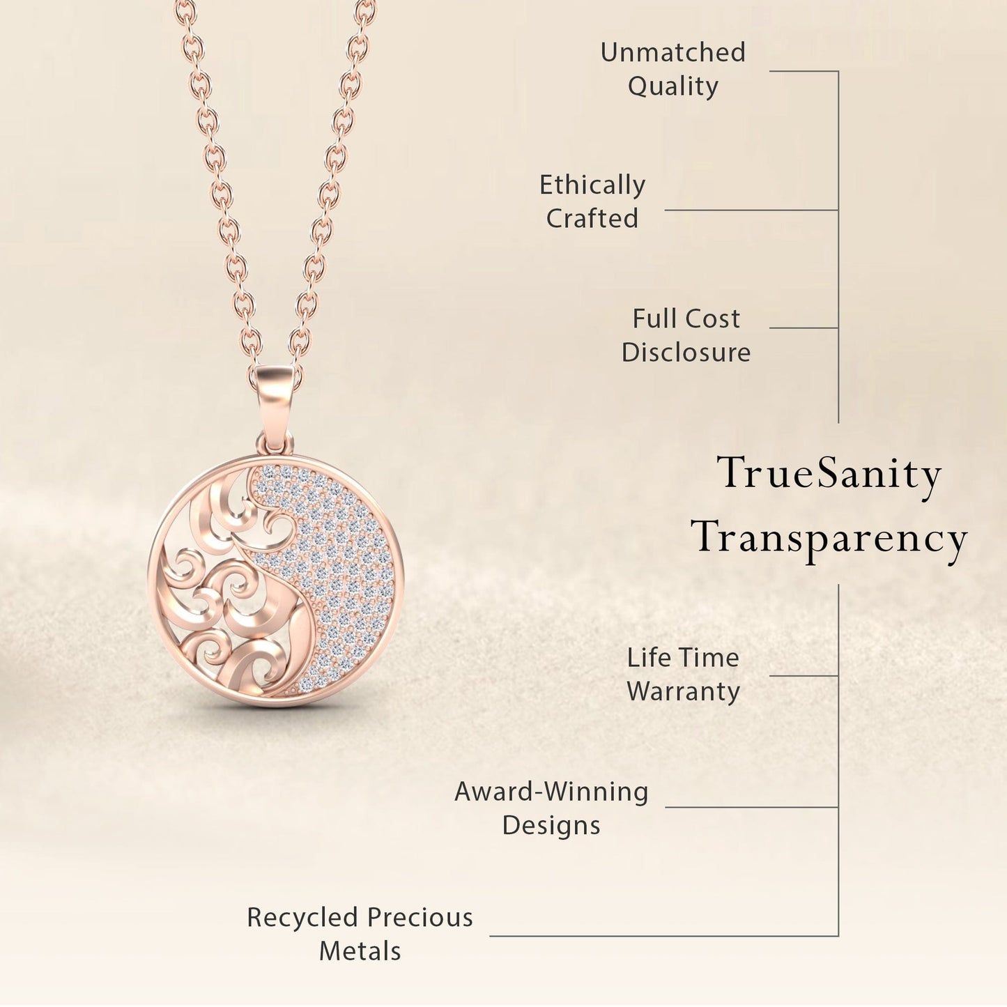 White Diamond Sea Wave Necklace - Vidya