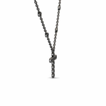 Black Diamond Bezel-Set Cross Necklace - Aleena