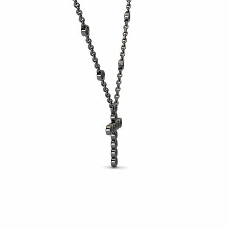 Black Diamond Bezel-Set Cross Necklace - Aleena