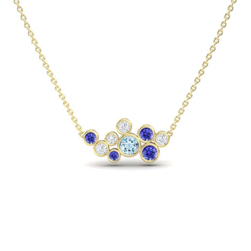 Aquamarine & Tanzanite Bubble Necklace - Harini