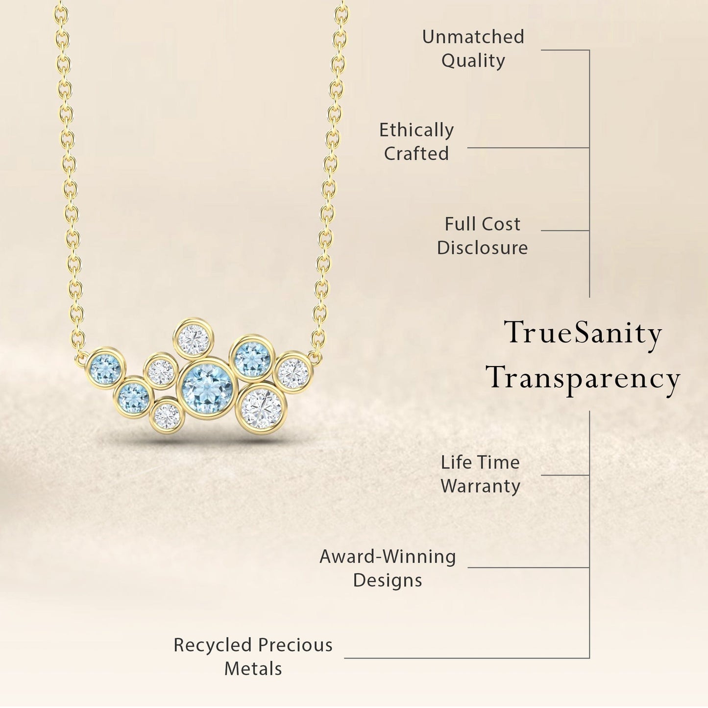 Aquamarine & Diamond Bubble Necklace - Harini
