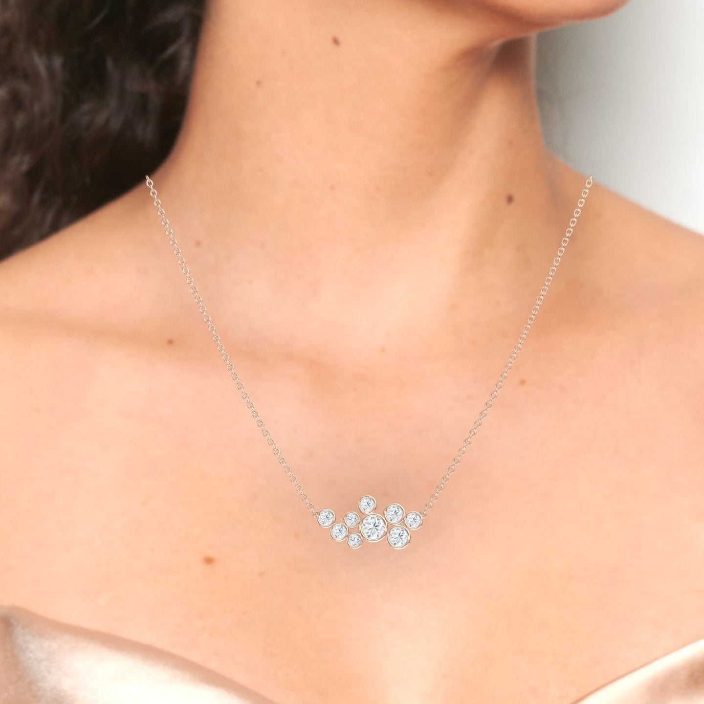 White Diamond Bubble Necklace - Harini