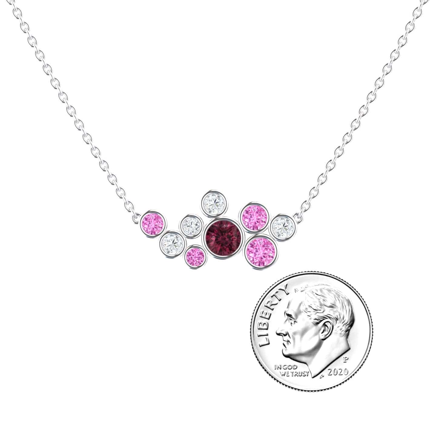 Rhodolite Garnet & Pink Sapphire Bubble Necklace - Harini