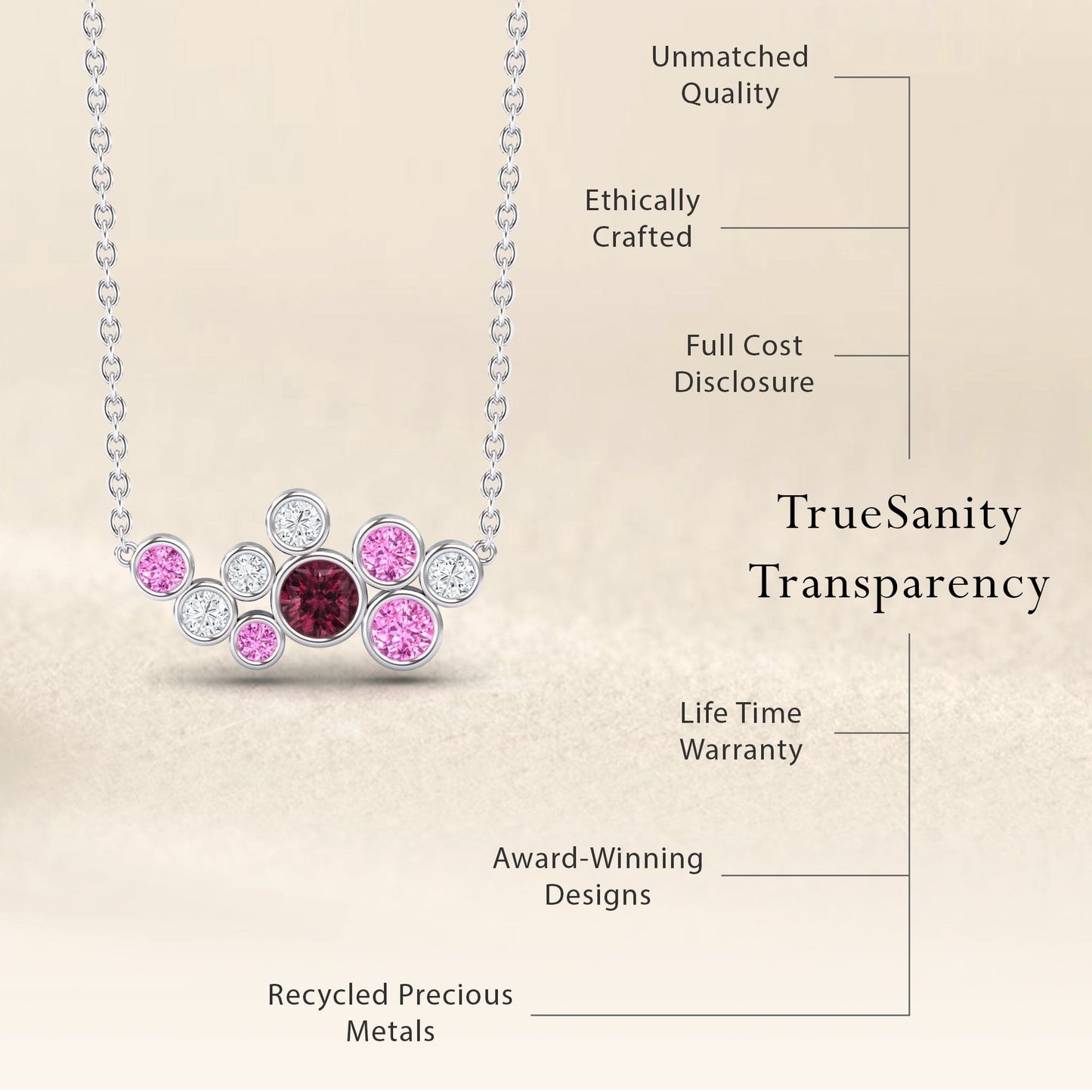 Rhodolite Garnet & Pink Sapphire Bubble Necklace - Harini