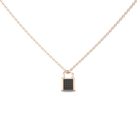 Black Diamond Lock Necklace - Samira