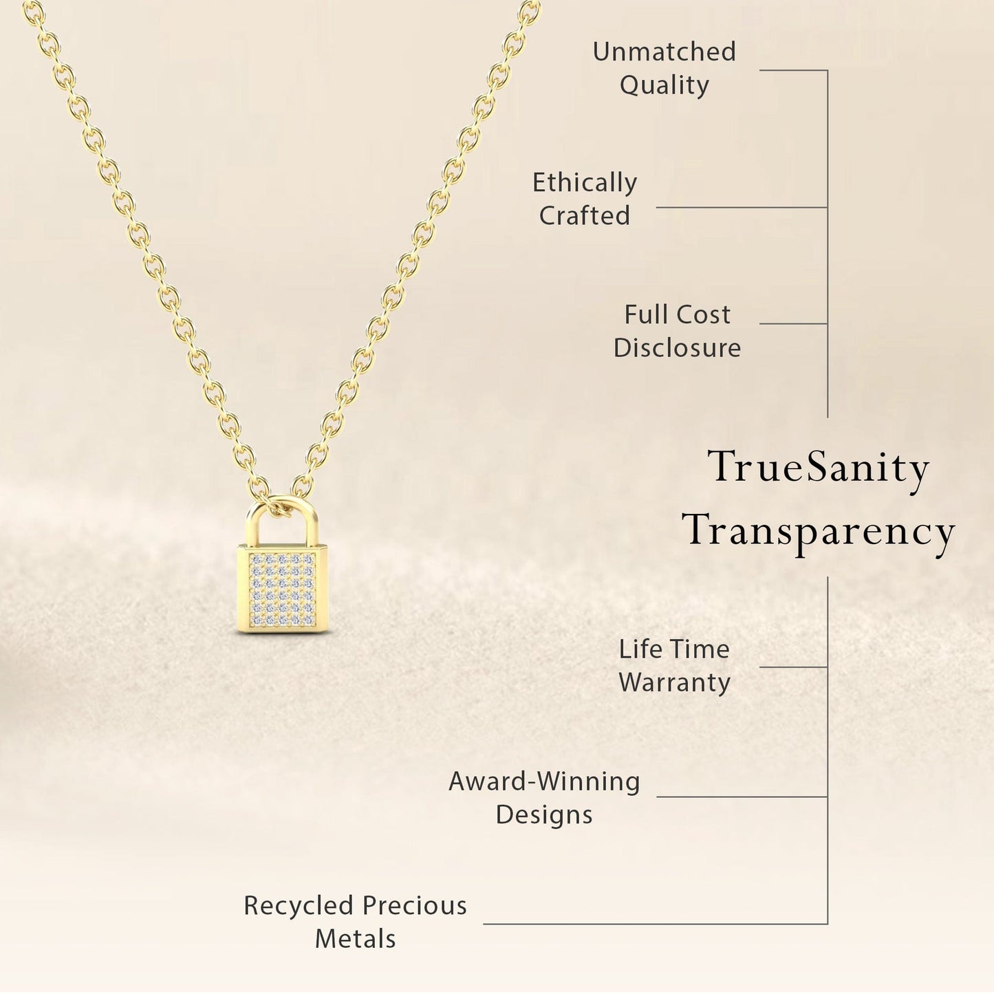 White Diamond Lock Necklace - Samira