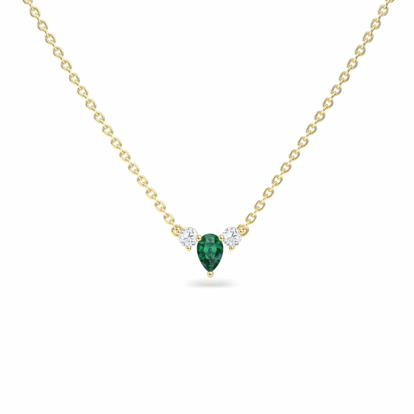 Emerald & Diamond Three-Stone Necklace - Jina