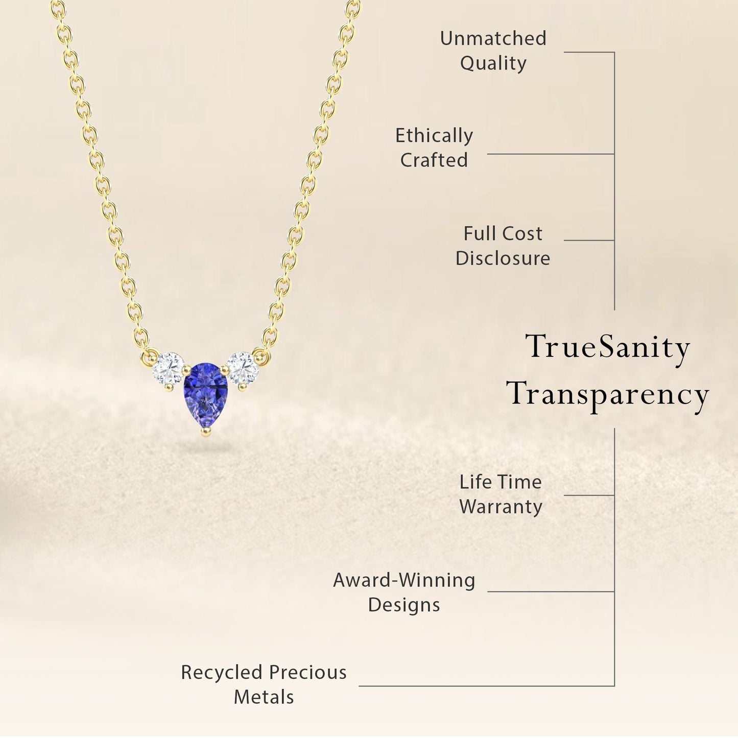 Tanzanite & Diamond Three-Stone Necklace - Jina