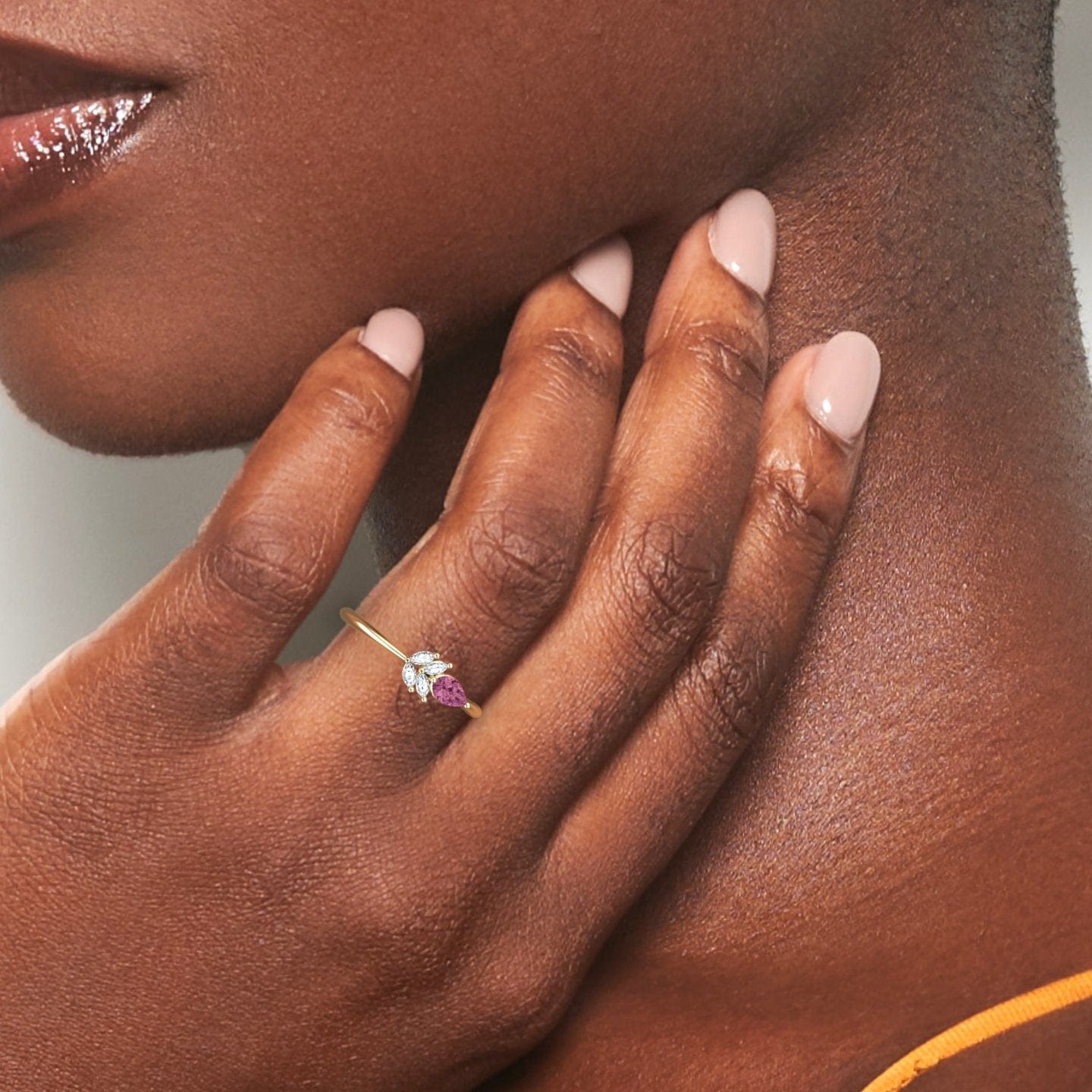 Pink Tourmaline & Diamond Fancy Ring - Julia