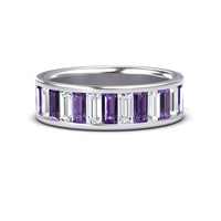 Amethyst & Diamond Channel-Set Eternity Band - Kyra