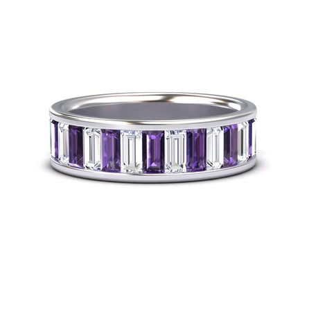 Amethyst & Diamond Channel-Set Eternity Band - Kyra