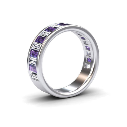 Amethyst & Diamond Channel-Set Eternity Band - Kyra