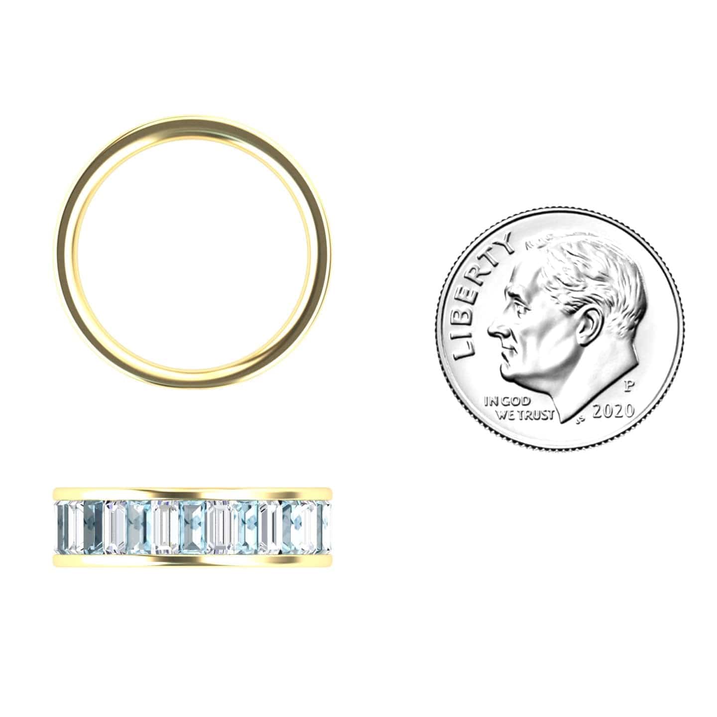 Aquamarine & Diamond Channel-Set Eternity Band - Kyra