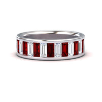 Garnet & Diamond Channel-Set Eternity Band - Kyra